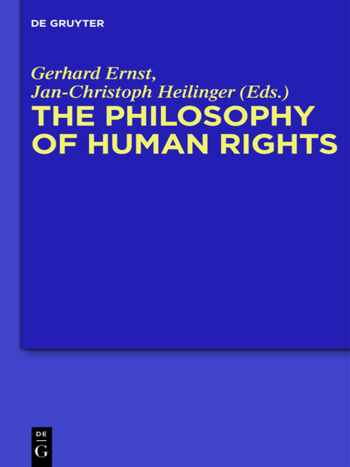 Title details for The Philosophy of Human Rights by Gerhard Ernst - Available